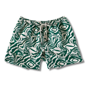 Moshwe Swim Short Green Marble - African Prints Front View